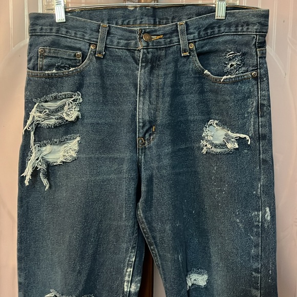 Faded Glory Men’s  1/2 bleach, distressed  jeans custom design - Picture 5 of 8